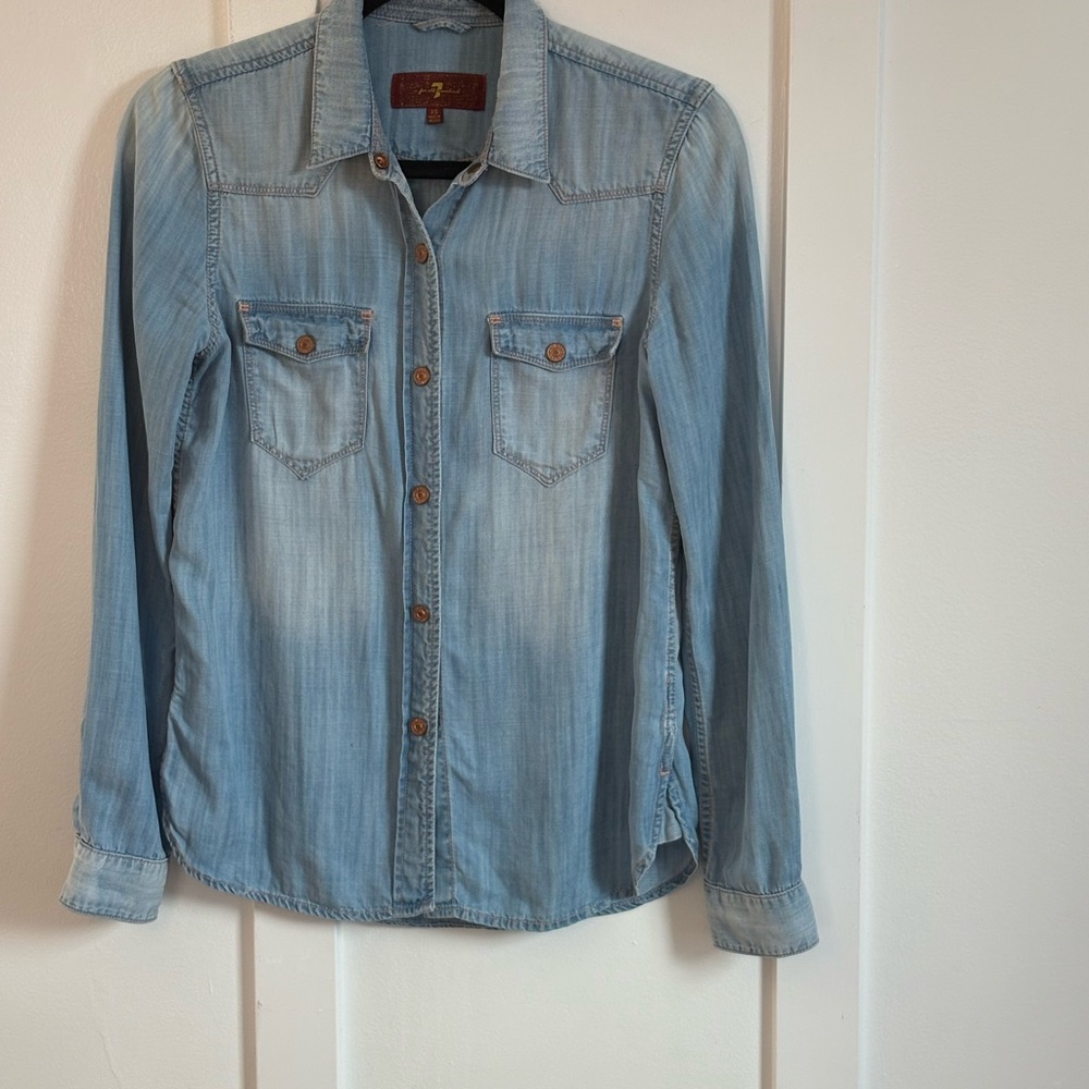 7 For All Mankind Light Blue Button Down Shirt